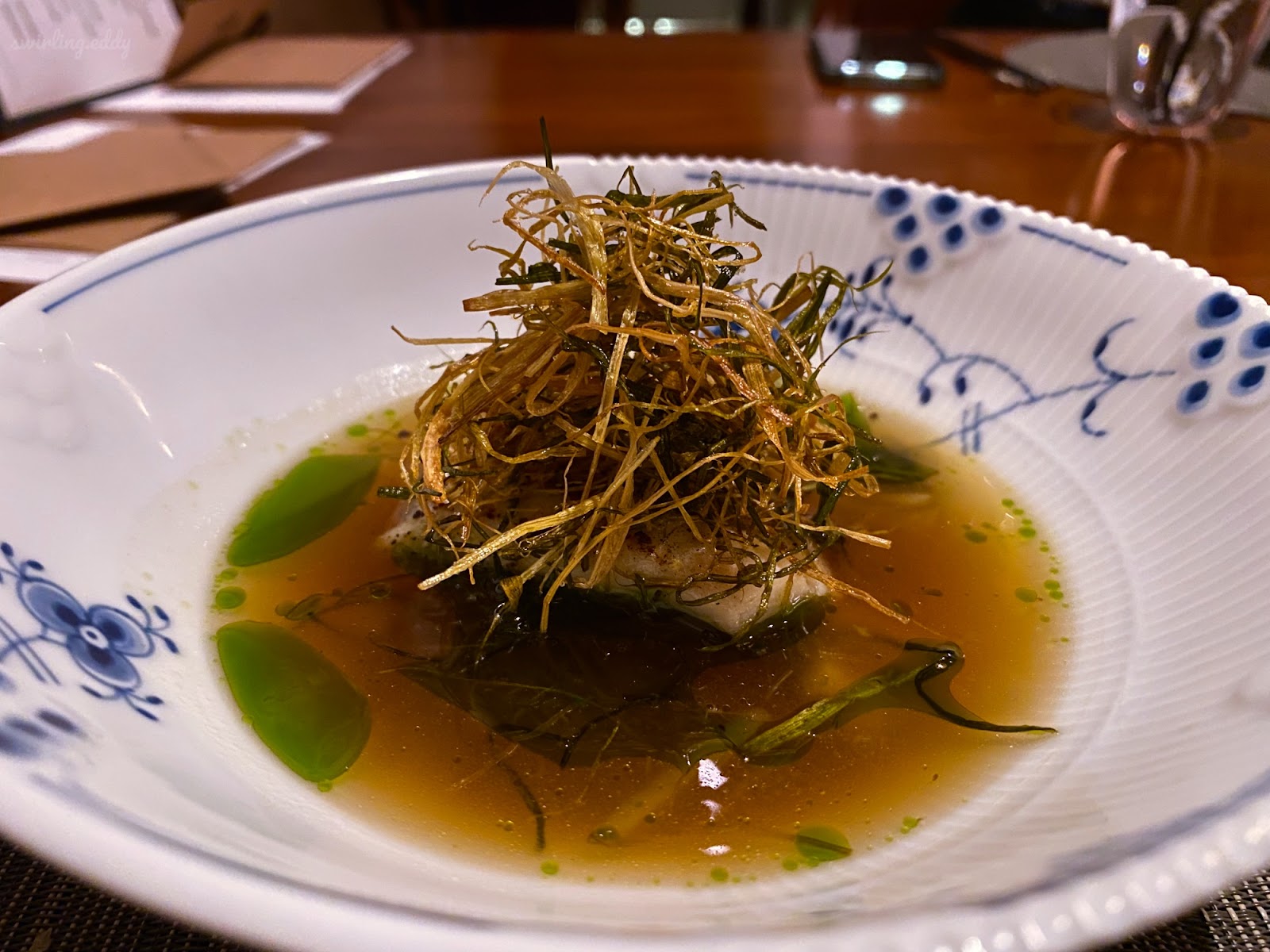 NIBBON 暖,蒜油 / 炸蒜苗 / 烤再蒸白鯧 / 蔬菜魚澄清高湯