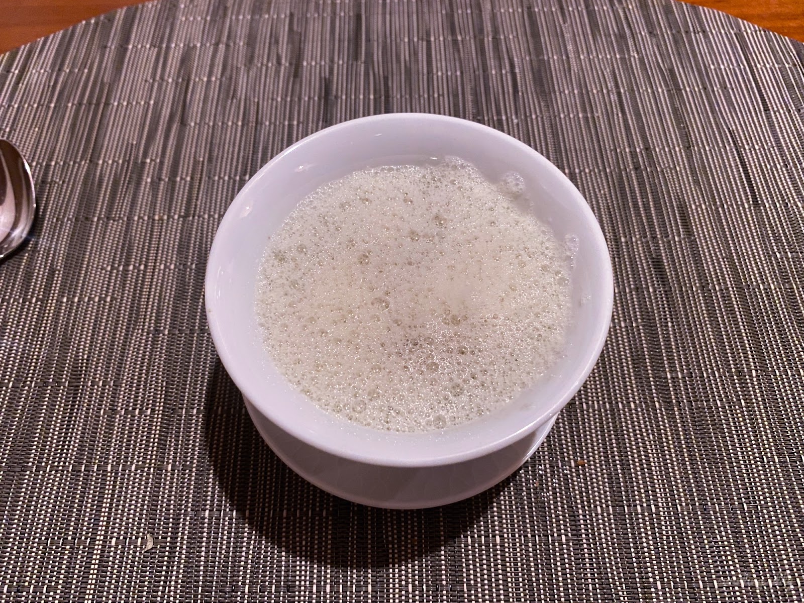 NIBBON 森,蔬菜高湯柑橘風味醋 / 春菊菠菜 / 烤鴨高湯蒸蛋 / 生蠔